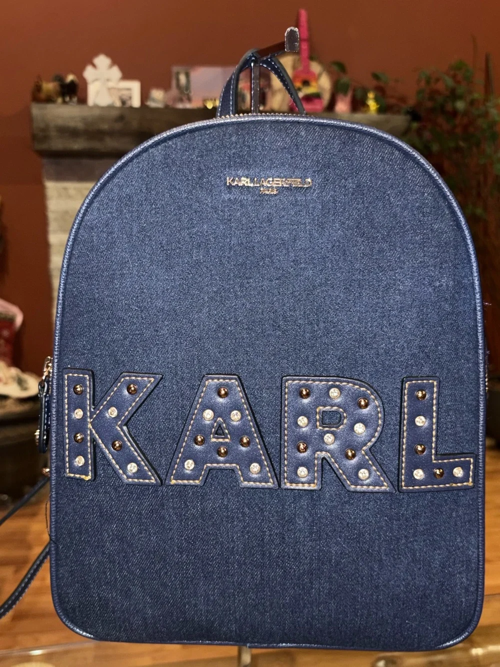 NWT Karl Lagerfeld Adele Denim Backpack $198 - Picture 4 of 4